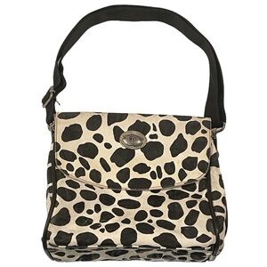 Errelleventidue RL22 Spotted Animal Print Textured Leather Bag Black White Italy